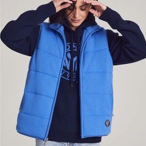 Vibrant Blue Cashmere Puffer Vest NWT Zipper Pockets